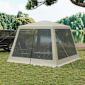 Pikkukuva 2 / 8: Rootz Outdoor Pavilion - Huvimaja - Puutarhakatos - UV-suoja - Hyönteiseton verkko - Tukeva metallirunko - 300cm x 250cm x 300cm
