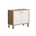 Miniatyrbillede 1 af 10: Rootz Washbasin Vanity - Bathroom Cabinet - Storage Unit - Sink Base - Vanity Stand - Bath Organizer - Under-sink Holder - White Matt Lacquer with Art