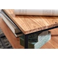 Miniatyrbillede 2 af 7: Rootz sofabord 60x60x41 cm massivt træ metal sofabord stuebord akacie - Industrielt værelsesbord med opbevaringsplads - Firkantet træbord, massivt sof