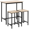 Miniatyrbillede 7 af 7: Rootz 3-delt siddegruppe - Industrielt design - 1 bord 2 skamler - Sort + Natur - 80L x 50W x 85H cm