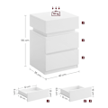 Miniatyrbillede 5 af 8: Rootz spånplade sidebord - Hvidt endebord - Sengebord - Natbord med 3 skuffer - 33,5 cm x 40 cm x 55 cm - Letvægts - Robust - Nem montering