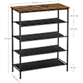 Miniatyrbillede 6 af 9: Rootz Skostativ - Skostativ - Skohylde - med 4 hylder - Stående - Industriel - Brun og Sort - 75 x 30 x 91 cm