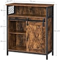 Miniatyrbillede 4 af 9: Rootz skænk - Opbevaringsskab - Køkkenskab - Skydedør - Åbent rum - Justerbar hylde - Industriel - Brun - Sort - 70 x 30 x 80 cm