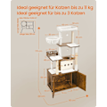 Miniatyrbild 6 av 6: Rootz Scratching Tree med kullskåp - Cat Tower - Pet Playground - Space Saving Design - 80cm x 49 cm x 170 cm, vitt och brunt