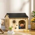 Miniatyrbillede 2 af 7: Rootz Hundekennel - Hundehus - Hundebur - Smådyrshus - MDF - Eg/Sort - 69 x 50 x 58,5 cm