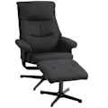 Miniatyrbillede 10 af 11: Rootz liggende stol med afføring sæt - drejelig sæde - rockerfunktion - fløjlsudseende, 135 ° justering - 74W x 81d x 102h cm, sort