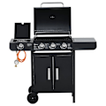 Miniatyrbillede 1 af 7: Rootz Gasgrill - Bbq Trolley med 3 brændere - 1 sidebrænder - Trykreducer - Slangerskab - Multifunktion - Stål - Sort - 110 x 50 x 100 cm