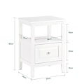 Miniatyrbillede 5 af 9: Rootz Sengebord - Sidebord med Skuffe - Natbord - Sofabord - Holdbar MDF & Fyrrekonstruktion - Gulvbeskyttere - Nem montering - 45cm x 60cm x 35cm