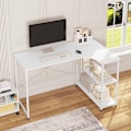 Miniatyrbillede 2 af 3: Rootz L-formet hjørneskrivebord - Kontorbord - Spillebord - Ekspansivt arbejdsområde - Rigelig opbevaring - Holdbar konstruktion - 120 cm x 71,5 cm x