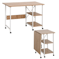 Miniatyrbillede 1 af 7: Rootz Folding desk - Folding table - Office table - Desk - Wheels - Shelves - Anti-Slip - Natural - White