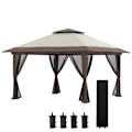 Miniatyrbild 4 av 5: Rootz Folding Gazebo - Höjdjusterbar - 4 Meshväggar - Ventilationstak - Bärväska - Snabbmontering - Beige - 4 x 4 x 3 m