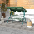Miniatyrbild 11 av 11: Rootz Hollywood Swing - Trädgårdsstol - Gungbänk - Väderbeständig - 3-sits - Soltak - Metall-polyester-skum - Grön-Vit - 170L x 110W x 153H cm