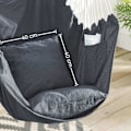 Miniatyrbillede 4 af 7: Rootz Hængestolsgynge - Hængekøjestol - Mørkegrå - Polyester bomuldsstof - Træstang - 148 cm x 125 cm - 2 puder - Metalkæde - Karabinhage - 150 kg Kap