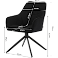 Miniatyrbild 3 av 9: Rootz Swivel Dining Chair Set Bekväm vadderad - Chenille Manchester - 360° rotation - Ergonomisk design - 58cm x 86cm x 63,5cm