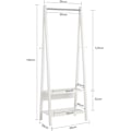 Miniatyrbillede 6 af 8: Rootz White Modern Tøjstativstativ med to opbevaringshylder - Træktøjstativ hængestang - B66 x D39 x H180cm