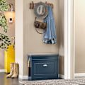 Miniatyrbillede 2 af 8: Rootz Shoe Storage Bench - Entryway Organizer - Blue MDF Shoe Cabinet - Inkluderer sædepude - Rumbesparende 60x52x24cm