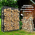 Miniatyrbillede 4 af 10: Rootz Brændestativvogn - Træopbevaringsholder - Log Caddy - Metalramme - Mobil - Indendørs Udendørs - 120cm x 32cm x 151cm