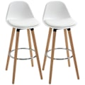 Miniatyrbillede 1 af 6: Rootz sæt med 2 barstole - Barstole - Scandi Design - Fodstøtte - Kunstlæder - Naturlig + Hvid - 38,5 cm x 42,5 cm x 91 cm