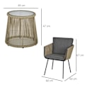 Miniatyrbillede 3 af 6: Rootz Havemøbler - 3-delt siddegruppe - 2 stole - Sidebord - Sæde & rygpuder - Hærdet glas - Bordplade - Kunstrattan - PE Rattan-polyester - Grå - 42W