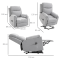 Miniatyrbild 3 av 5: Rootz Electric Stand-up Chair - Fåtölj - Relax Fåtölj - Tv Fåtölj med sovfunktion - Liggfunktion - Fjärrkontroll - Linne Touch - Grå - 83 x 89 x 102 c