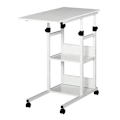 Miniatyrbillede 7 af 7: Rootz Sidebord - Sofabord Med Hjul - Sengebord Til Spisestue Stue - Højdejusterbar - 2 Nedre hylder - E1 Spånplade - Metal - Hvid - 80 x 40 x 72-82 cm