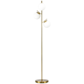 Miniatyrbild 1 av 6: Rootz golvlampa - Retrodesign - Stabil metallfot - Slät stav - Lång strömkabel - 3 lampskärmar - Lämplig för LED - Järn+Glas - Guld+Vit - Ø27 x 169H c