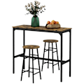 Miniatyrbillede 7 af 7: Rootz barbord med 2 stole - Industrielt design - Sæt med 2 barstole med bord - 3 stykker - Brun + Sort - 105L x 40W x 90H cm