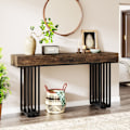 Miniatyrbillede 4 af 8: Rootz 55 tommer konsolbord - Sofabord - Gangbord - Konstrueret træ og metal - 140 cm B x 30 cm D x 83 cm H