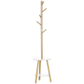 Miniatyrbild 1 av 6: Rootz klädhängare - Klädställ med sidobord - Scandi Design - 5 klädkrokar - Natur + Vit - 39,5 cm x 39,5 cm x 171 cm