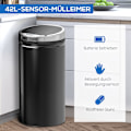 Miniatyrbild 6 av 10: Rootz 42L Sensor Trash Can - Automatisk avfallsbink - Kökshink - Infraröd öppning - Rostfri - Ø30,5 x 68 cm