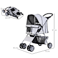 Miniatyrbillede 3 af 7: Rootz Dog Stroller - Pet Stroller - Dog Buggy - Foldable Pet Stroller - Dog Travel Buggy - Compact Pet Carriage - Silver - 75L x 45W x 97H cm