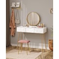 Miniatyrbillede 2 af 9: Rootz Elegant sminkebordssæt - Sminkebord - Makeup skrivebord - Stabilt og holdbart - Effektiv opbevaring - Luksuriøs komfort - 100 cm x 79 cm x 40 cm