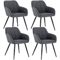 Miniatyrbild 1 av 9: Rootz Set med 4 matstolar - Köksstolar - Moderna sittplatser - Ergonomisk design - Andas linne - Golvskydd - 49cm x 43cm x 81cm