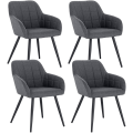 Miniatyrbillede 1 af 9: Rootz sæt med 4 spisestuestole - Køkkenstole - Moderne siddepladser - Ergonomisk design - Åndbart linned - Gulvbeskyttelse - 49cm x 43cm x 81cm