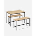 Miniatyrbillede 4 af 7: Rootz 3-delt spisestuesæt - Køkkenbord - Træbænke - Spånplader og stål - 70 cm x 110 cm x 75 cm - Golden Oak Ink Black - 27,5 kg