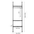 Miniatyrbild 3 av 8: Rootz justerbar garderob Organizer Kläder Hyllsystem-Hängskena-Teleskopiska kläder Förvaringshyllor, svart