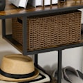 Miniatyrbillede 5 af 6: Rootz Hylde - Konsolbord - Industrielt design - 4 hylder - Stålstel - Spånplade - Rustik Brun + Sort - 99,6 x 33,6 x 74 cm