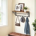 Miniatyrbillede 1 af 5: Rootz Wall Garderobe Opbevaringshylde - Væghylde - Hængende hylde med tøjskinne - Rumbesparer - 80 x 30 x 27 cm