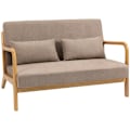 Miniatyrbillede 1 af 6: Rootz 2 pers. sofa - 2 pers. - Lille sofa - Retro design - 2 hynder - Gummitræ - Brun + Natur - 122L x 71W x 76H cm