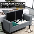 Miniatyrbillede 4 af 11: Rootz -bænk med opbevaring - polstret bænk - linned - rigelig opbevaringsplads - 116 x 44 x 58 cm - Grå