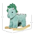 Miniatyrbillede 3 af 11: Rootz gyngehest - gyngedyr til børn - gyngehest i plys til børn - Triceratops-formet legetøj - Mørk/grøn - 64 x 30 x 54 cm