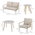 Miniatyrbillede 3 af 10: Rootz 5-delt havemøbelsæt - Udendørs siddepladser - Terrassesæt - Kompromisløs stabilitet - Naturlig æstetik - Elegant marmorlook - To-personers sofa: