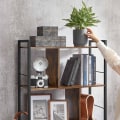 Miniatyrbillede 5 af 7: Rootz reol - reol - 5 niveauer reol - åben reol - hjørne reol - display reol - vintage brun/sort - 74 x 30 x 150 cm