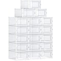 Pikkukuva 1 / 9: Rootz-kenkälaatikot - 18 säilytyslaatikkoa - Taitettava ja pinottava - Koko 44 - Läpinäkyvä valkoinen - 31 x 24,5 x 17,5 cm