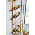 Pikkukuva 3 / 7: Rootz seinäteline metalli kultaa 36x150x8 cm iso 8 pullolle - Design seinähylly keittiöön - Pulloteline Ripustettava Kapea Seinäasennus