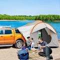 Miniatyrbild 2 av 10: Rootz Biltält Campingtält - Bilskydd - Utomhustak - 3 dörrar - Väderbeständig - 239cm x 210cm x 210cm - Orange + Grå
