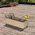 Pikkukuva 2 / 6: Rootz Garden Side Table - Poly Rattan Side Table - Garden Coffee Table - Balcony Table - Extendable - Khaki