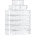 Pikkukuva 8 / 9: Rootz-kenkälaatikot - 18 säilytyslaatikkoa - Taitettava ja pinottava - Koko 44 - Läpinäkyvä valkoinen - 31 x 24,5 x 17,5 cm