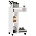 Miniatyrbillede 10 af 10: Rootz sidebord - C -formet serveringsbil - mobilarrangør - 4 hjul - effektiv opbevaring - 40 x 30 x 69 cm, robust spånplade, hvid
