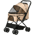 Miniatyrbillede 6 af 7: Rootz Folding Dog Buggy - Kæledyrsklapvogn - 1 kurv - 2 bremser - Inklusiv sikkerhedssnor - Lysebrun - 76,5 cm x 52 cm x 95 cm